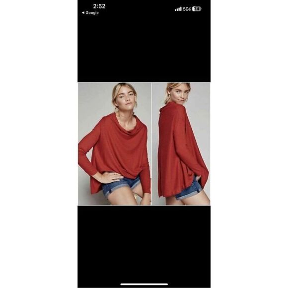 Free People Lover Ribbed Split Back Pullover Tunic Size Large - Picture 1 of 10